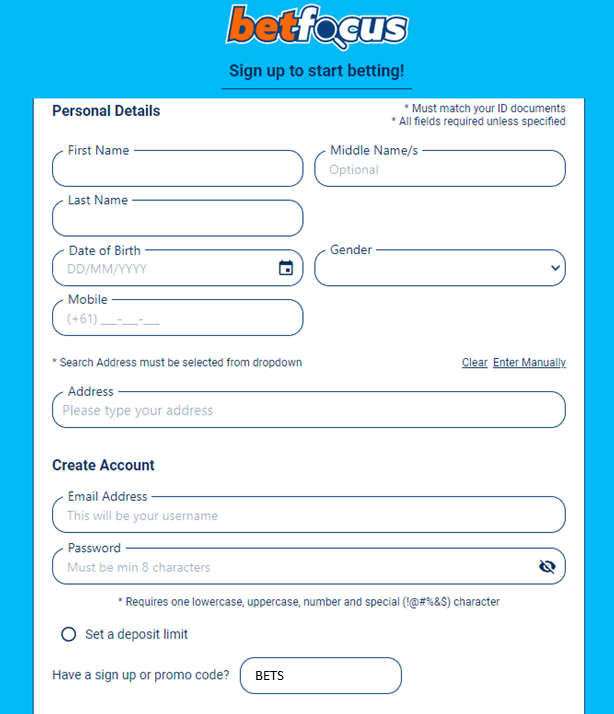 Betfocus Sign Up Code